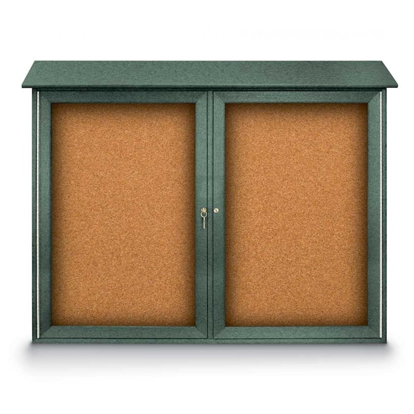 Indoor Enclosed Combo Board, 48"x36", Satin Frame/Grey & Amethyst